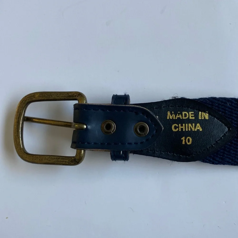 Boys Belt Size 10 Golf Clubs Bag Canvas Navy Blue Preppy Sports Sporty Dress